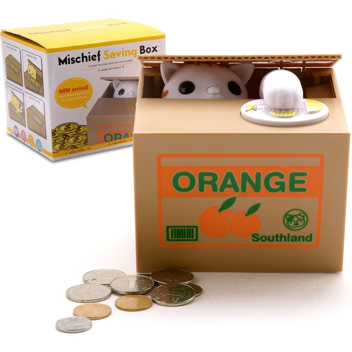 ORANGE MIAU - Alcancía de Gato en Cajita - Mi tienda